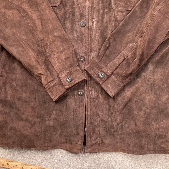 Claiborne Suede Shirt Jacket Mens XLarge Chocolate Brown Casual Lined Streetwear - Picture 3 of 12